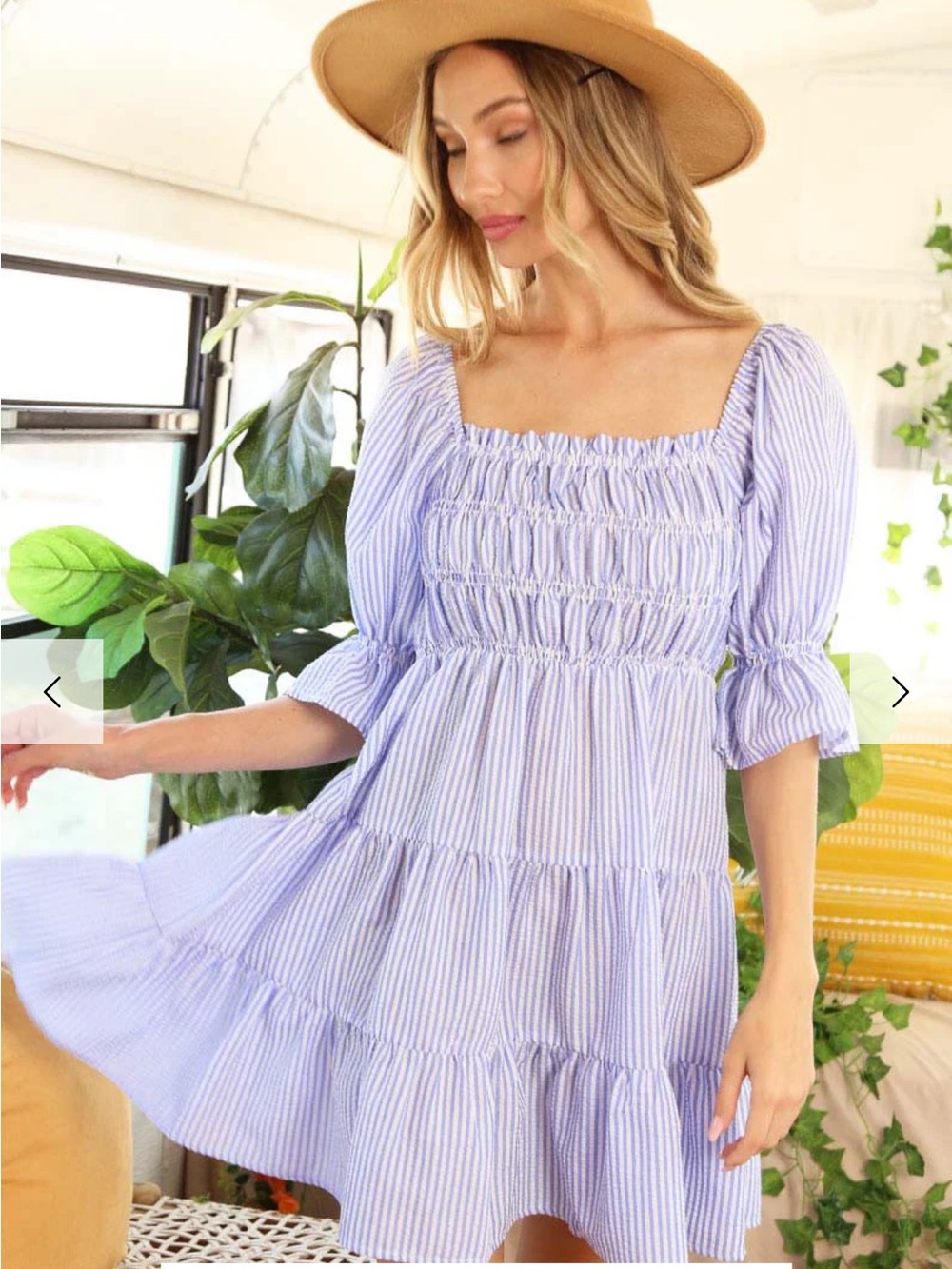 NWT Vine & Love seersucker smocked dress, size medium